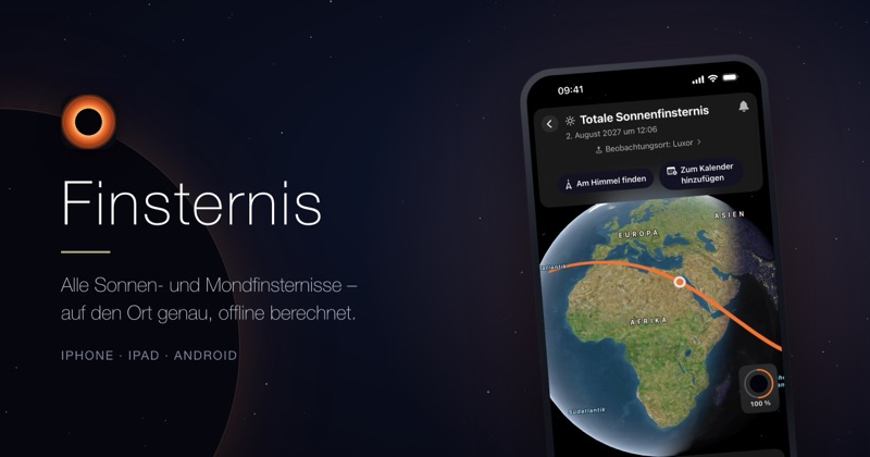Totale Sonnenfinsternis 2027 auf dem iPhone